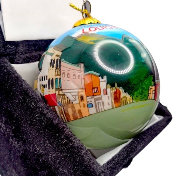 Vintage Louisville Reverse Painted Blown Glass Ball Ornament Art Studio Company - Picture 4 of 16